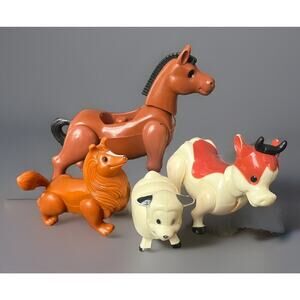 VTG Hong Kong Fisher Price Playskool Playmates Little People Horse Cow Sheep Dog